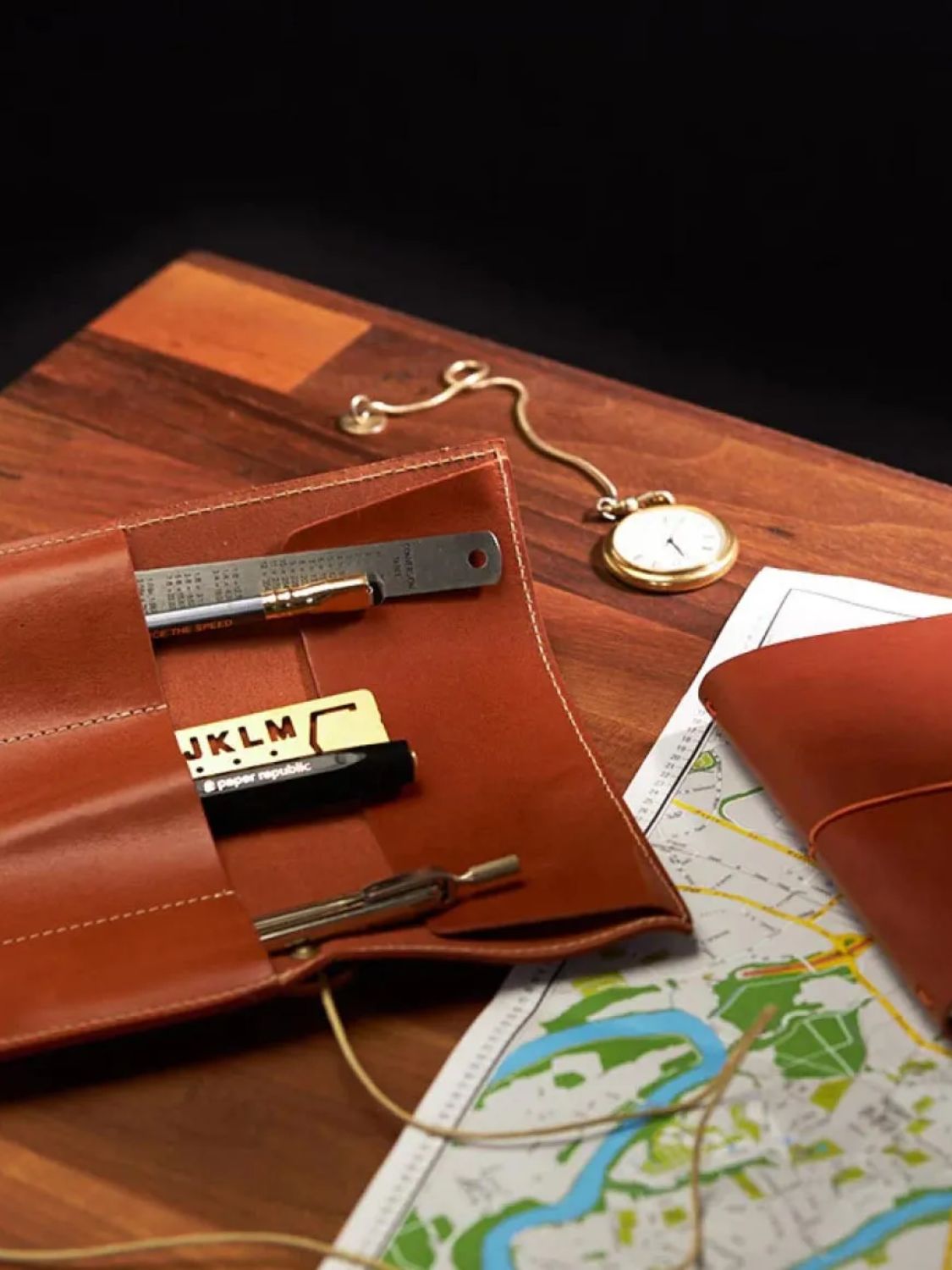Paper Republic Le Porte Plume Leather Pen and Pencil Case Cognac